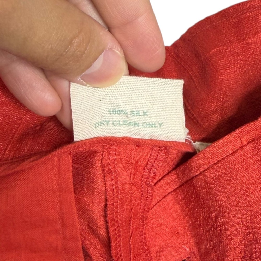 Julia Amory Elegant Classic Quiet Luxury Silk Pleated‎ Taper Trouser Red XS - Picture 5 of 6
